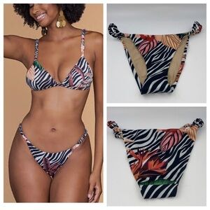 New! Ochie tropical zebra floral print bikini bottom 12921
